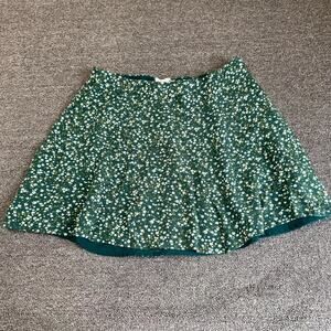 American Eagle Outfitters Skater Skirt Women’s Large Green White Floral Pleated